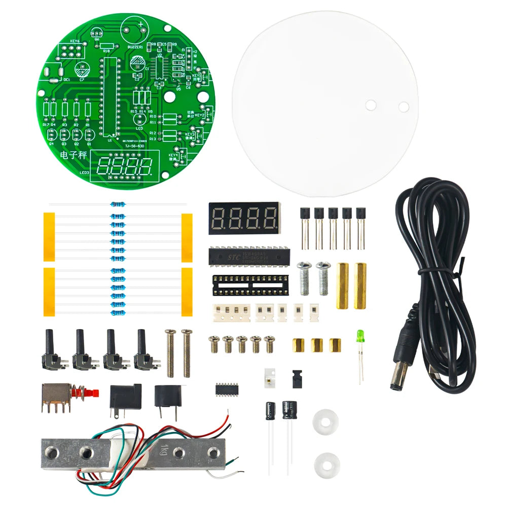 Electronic Scale DIY Kit 5V 1KG Weighing Capacity 51 Microcontroller Soldering Practice Kit with Digital Tube Display HX711 Chip