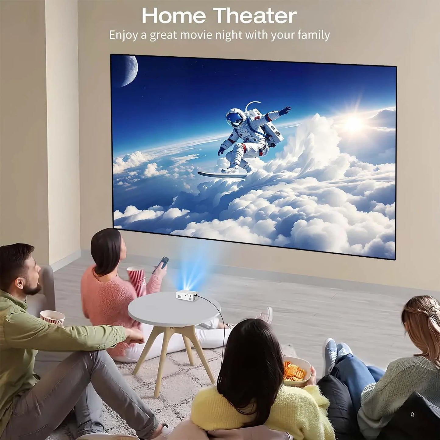 Projector Portable HD Projector, USB & HDMI Input, Compact Mini Home Theater Movie Video for Indoor Outdoor