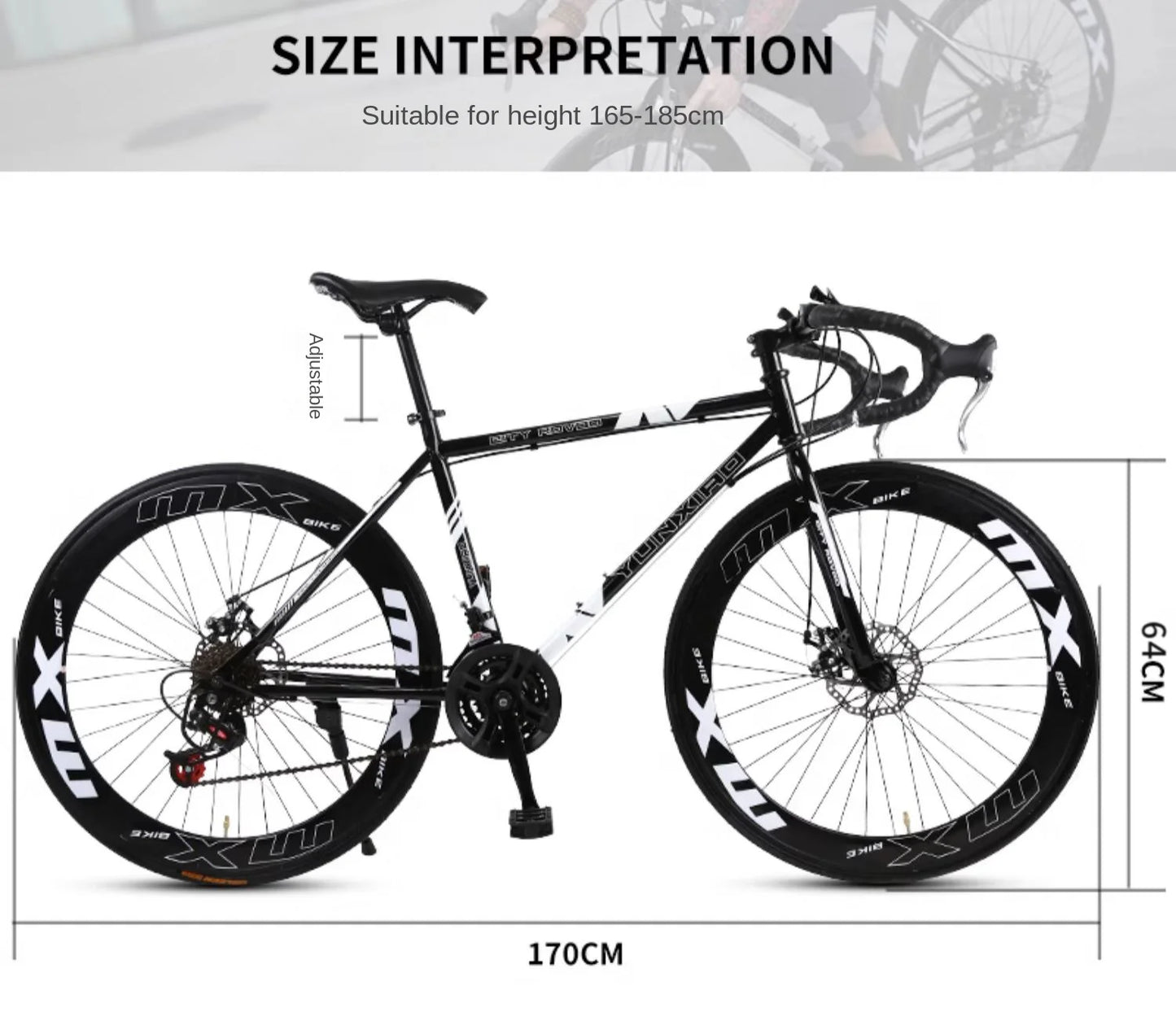 Bicycle Free Shiping Aro 29 Road Bike Bicicleta Uomo Bmx Bikes Road Bike V Brake/Disc Brake Spring Fork (Low Gear Non-damping)