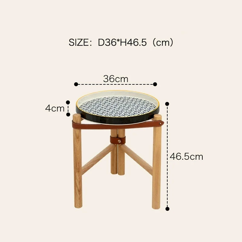 For Coffee Table, Living Room Sofa Side Table, Ceramic Tray, Solid Wood Tea Table, Creative Storage Desk, Nordic Furniture