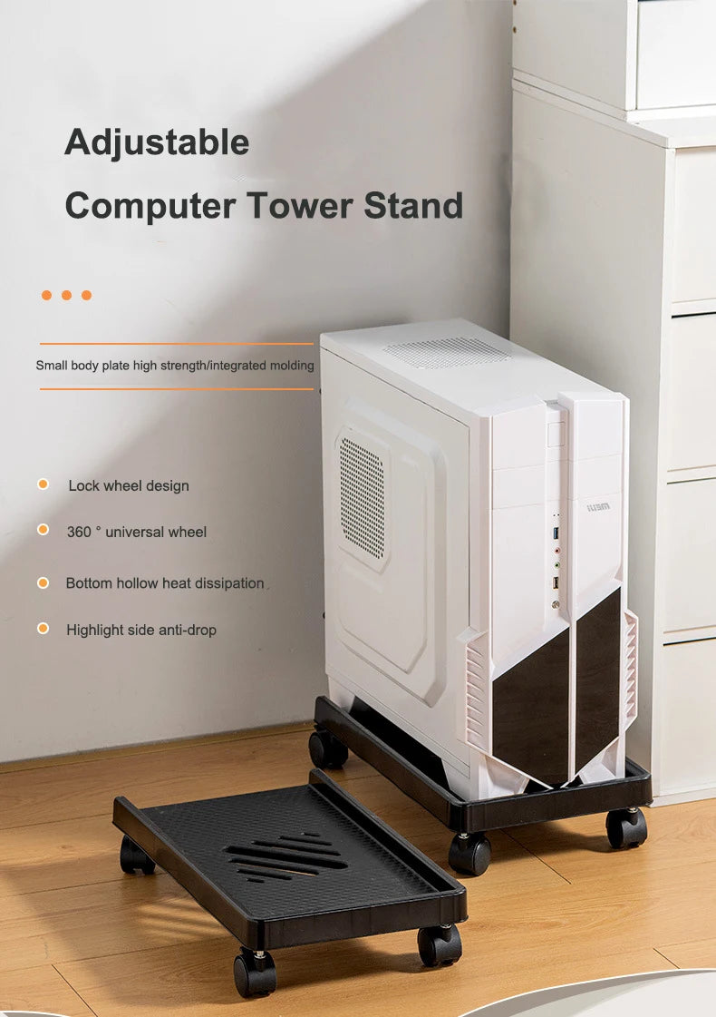 Adjustable Computer Tower Stand PC Stand for Most Desktop Towers  Elevate and Organize Your Computer Tower with Desktop Stand