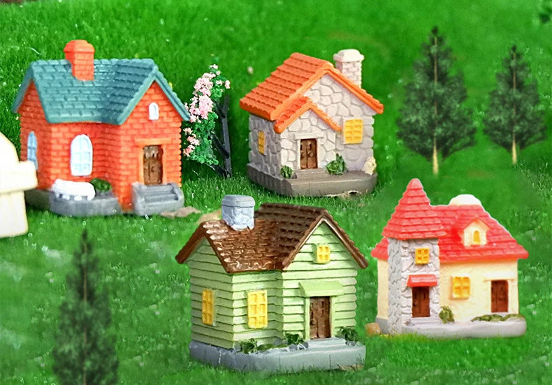 Decor Resin Ornament Miniature Fairy Garden House Villa Miniature Landscape Bonsai Decor Outdoor DIY Dolls House Decoration