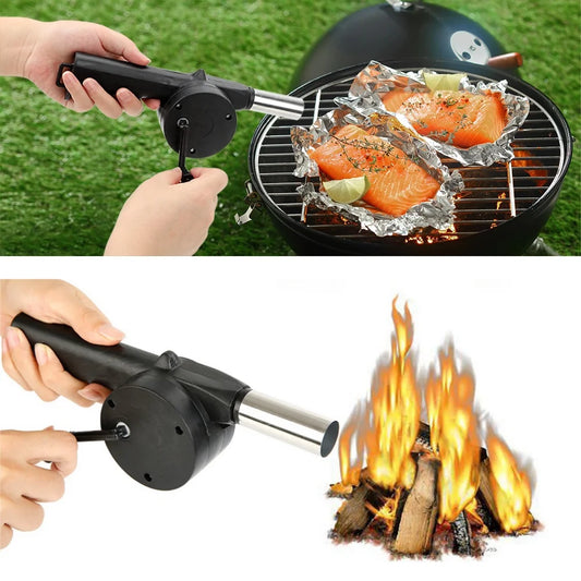 Picnic Camping Accessories BBQ Tools Portable Barbecue Fan BBQ Accessories Hand-cranked Air Blower Fire Bellows Tools
