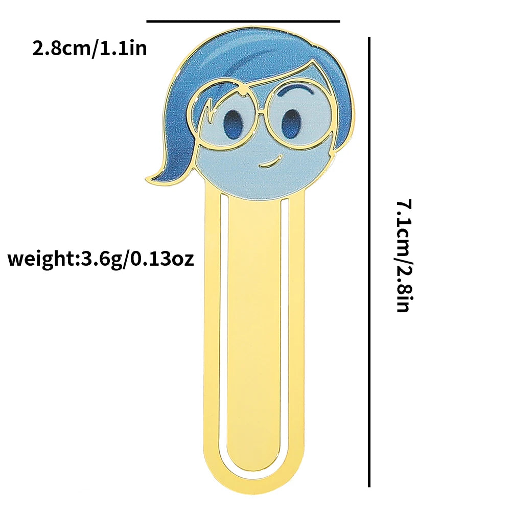 Anime Inside Out Movie Periphery Bookmark Cartoon Joy Sadness Anger Disgust Fear Metal Bookmark School Stationery Supplies