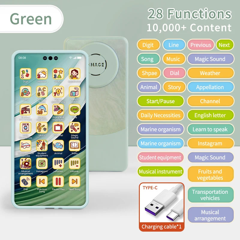 Kids Fun Learning Play Phone Baby Simulation Phone Musical Early Educational Toys English Learning Cellphone Model Toy Gifts
