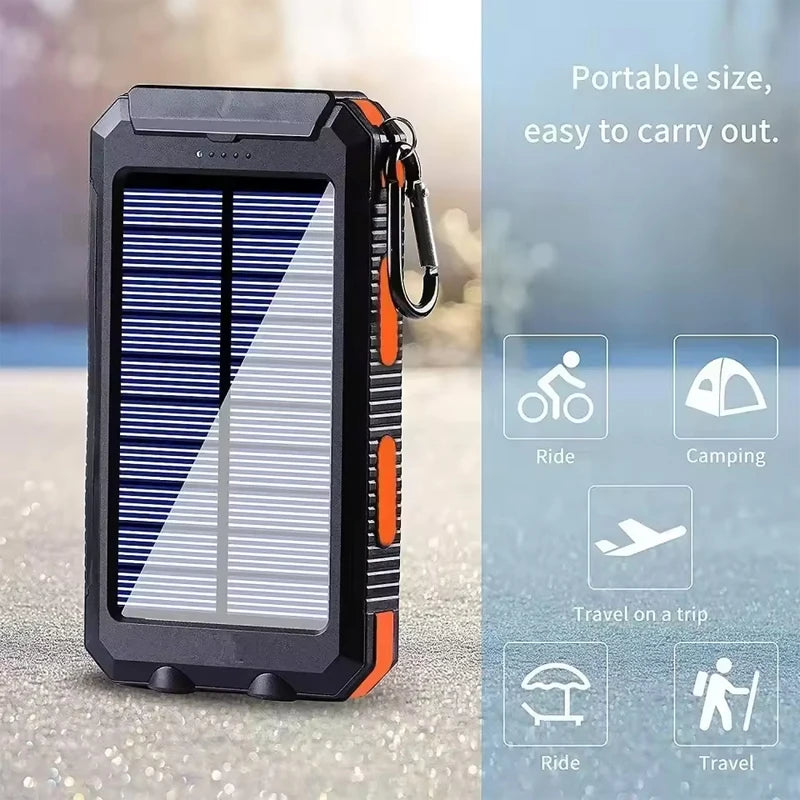Solar Power Bank 30000mAh Portable Charging Poverbank External Battery Charger Strong Light LDE Light for huawei iphone xiaomi
