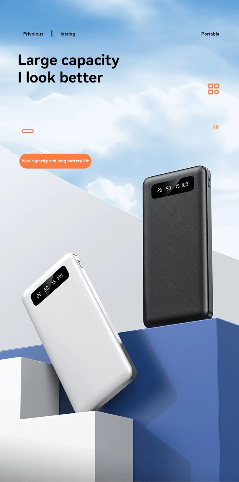 200000mAh Power Bank 120W Super Fast Charge Large Capacity Portable External Battery With LED Digital Display For Phones 2025