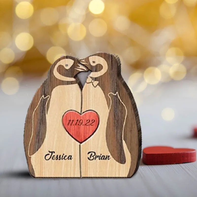 Personalized Wooden Couple Bears Puzzle With Name Custom Valentine's Day Gift For Couple Birthday House Warming Gifts Home Decor