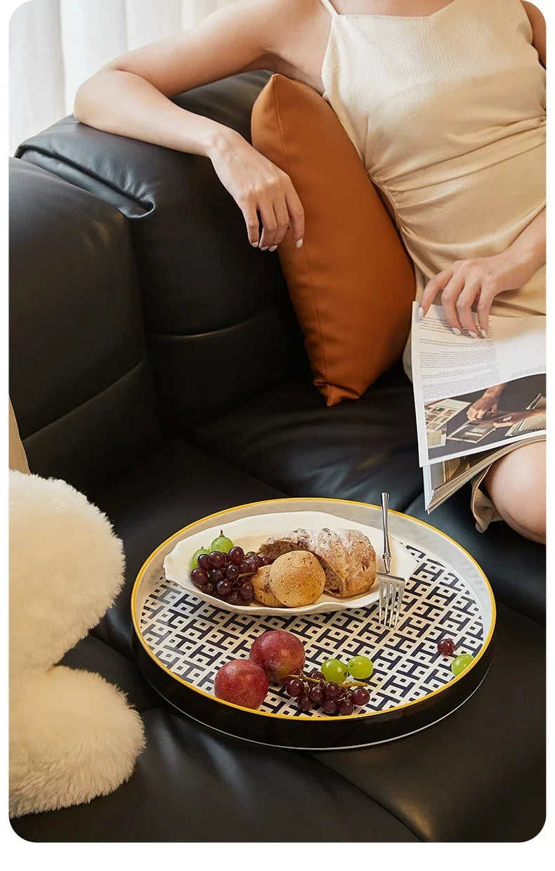 For Coffee Table, Living Room Sofa Side Table, Ceramic Tray, Solid Wood Tea Table, Creative Storage Desk, Nordic Furniture