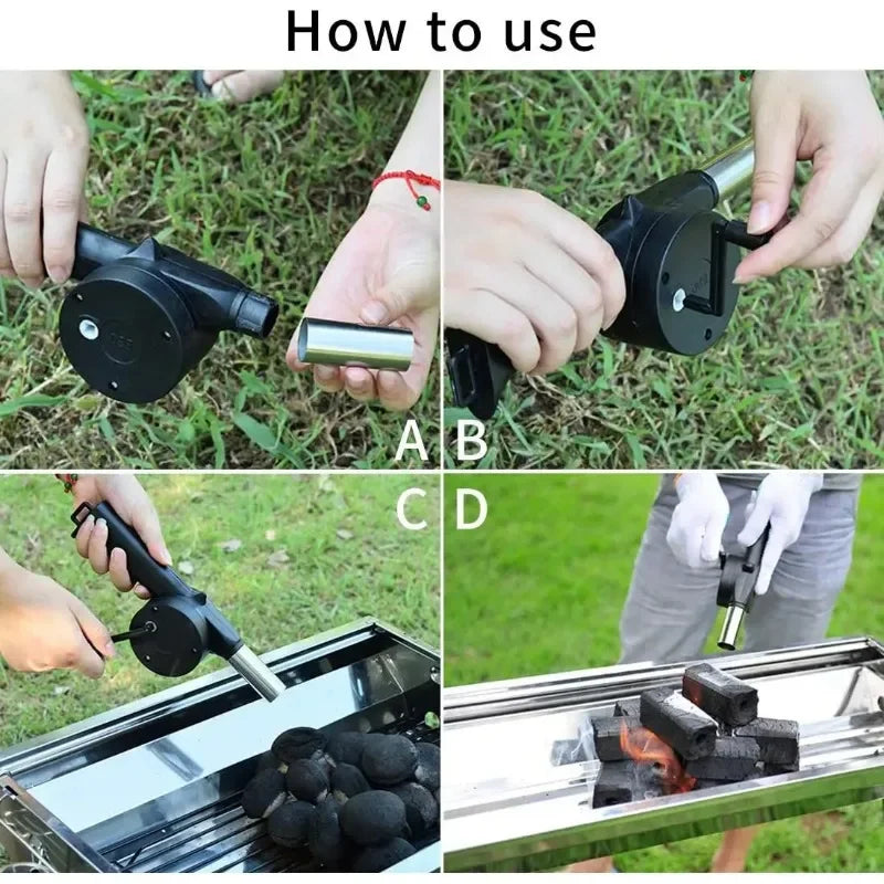 Camping Barbecue Fan Portable Hand-Operated Blower Efficient Fire Making Blower Charcoal Combustion Blower Picnic BBQ Tools