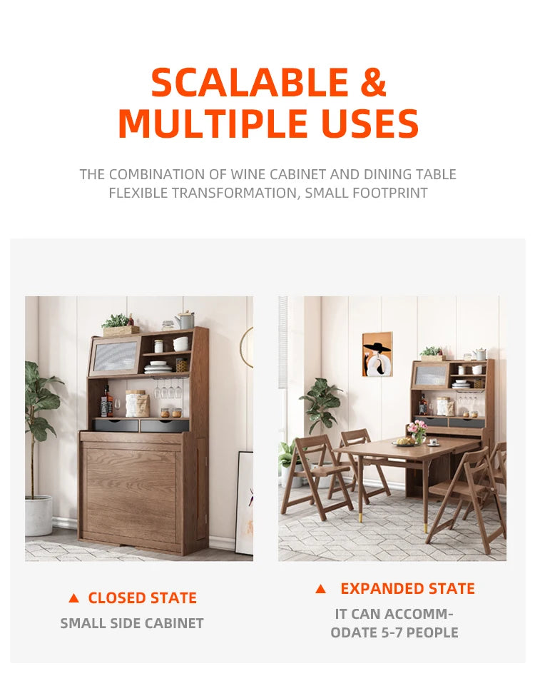 Modern Dining Room Furniture Set Mesa De Comedor Folding Extend Cabinet Foldable Dining Table Adjustable Esstisch Wooden