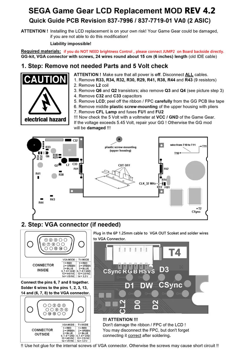 New 2024 For SEGA Game Gear GG Full Fit Integrated Screen Kit V4.2 Low Power Edition OGS full fit