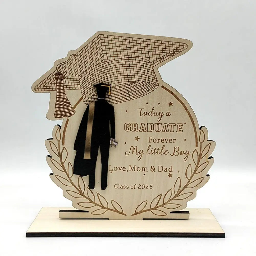 Desktop Decor Wooden Graduation Ornament Rustic Durable Home Decoration Ornament Handmade Creative Graduation Gift Festival