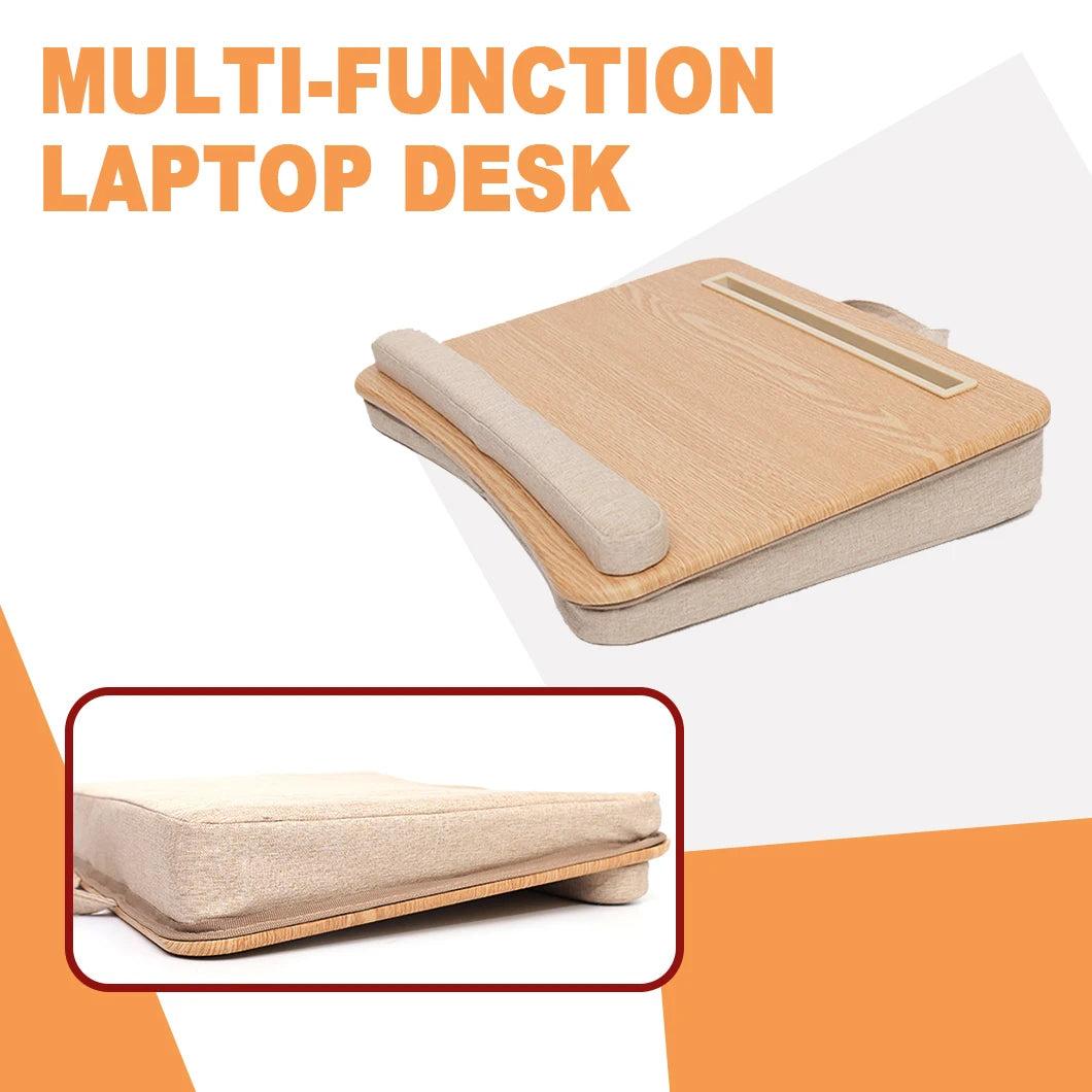 1pc Portable Lap Laptop Desk with Pillow Cushion, Fits up to 15.6 inch Laptop, with Anti-Slip Strip & Storage Function for Home