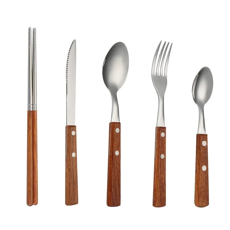 Kitchen Tableware Stainless Steel Luxury Western Dinner Set Gold Silver Cutlery Fork Spoon Knife