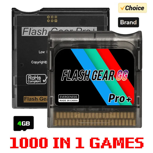 2025 New 1000 in 1 Game Card Flash Gear GG Pro+ Game Cartridge for Sega Game Gear GG Console With 4G TF Card