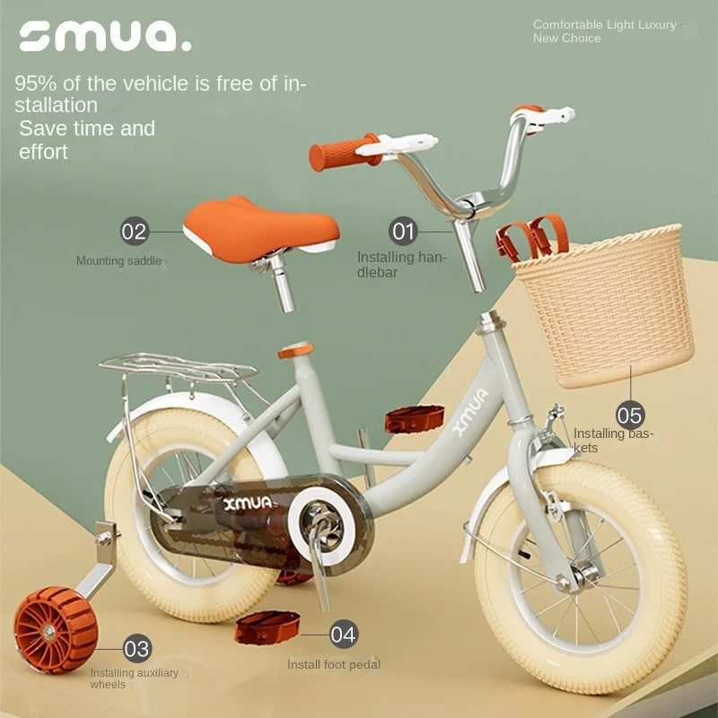 children's bicycle, 2-3-5-6-7-9 years old boys and girls buggy early education, double brake, safe, stable and light, new