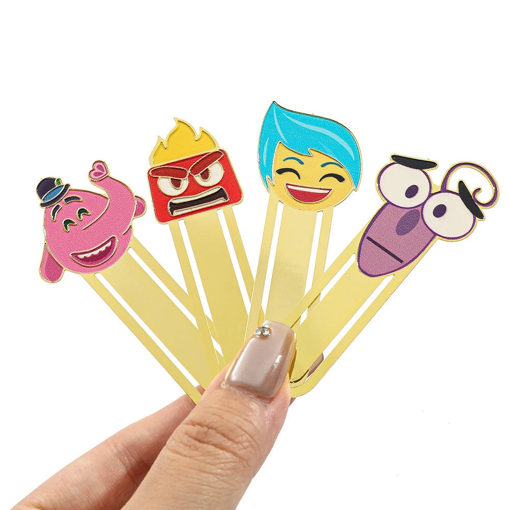 Anime Inside Out Movie Periphery Bookmark Cartoon Joy Sadness Anger Disgust Fear Metal Bookmark School Stationery Supplies