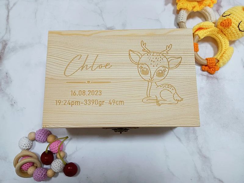 Personalized Baby Keepsake Box | Wood Memory Box | New Mom Gift | Custom Baby Gift Box | Baby Shower Decoration | Baptism Gifts