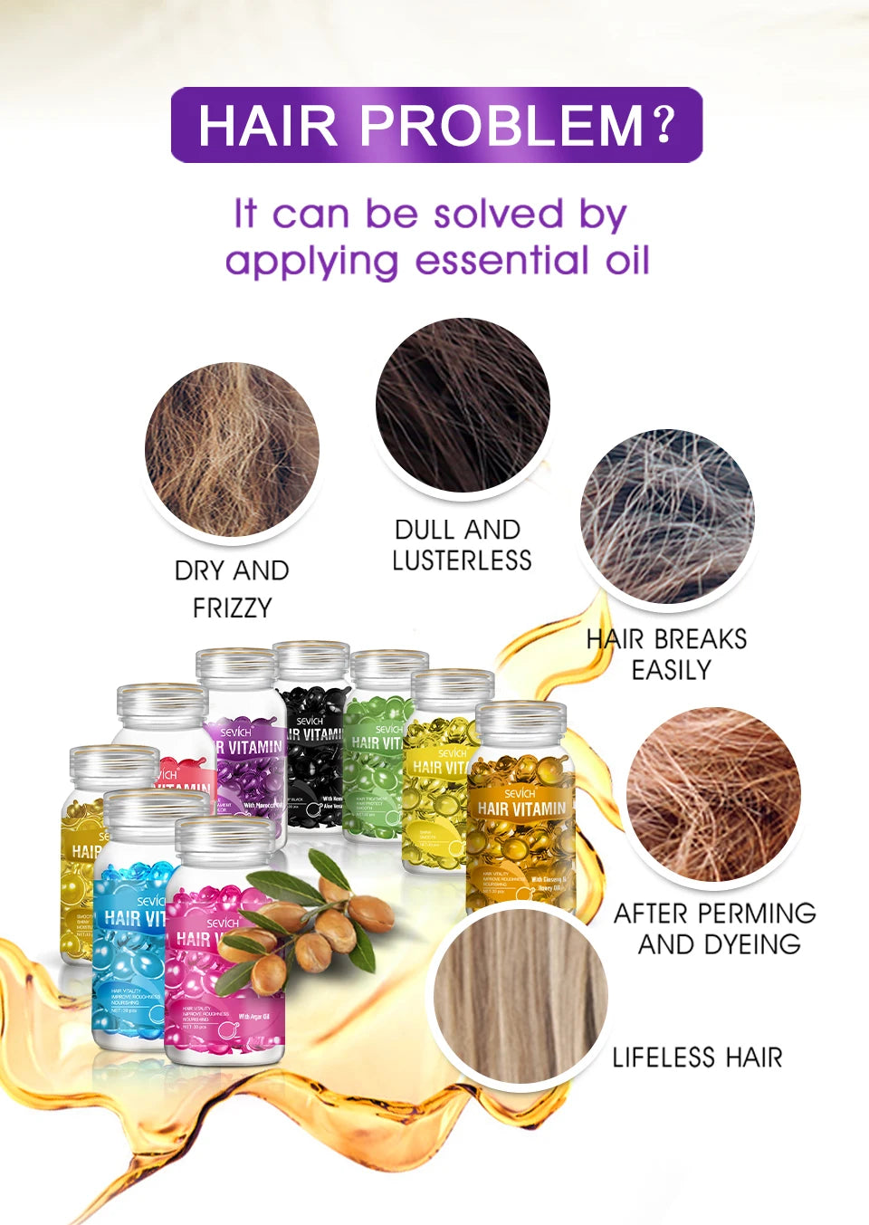 Hair Care Capsules Repairing Keratin Complex Serum Oil Frizzy Hair Moisturizing Hair Oil Smoothing Nourishing Hair Care Essence