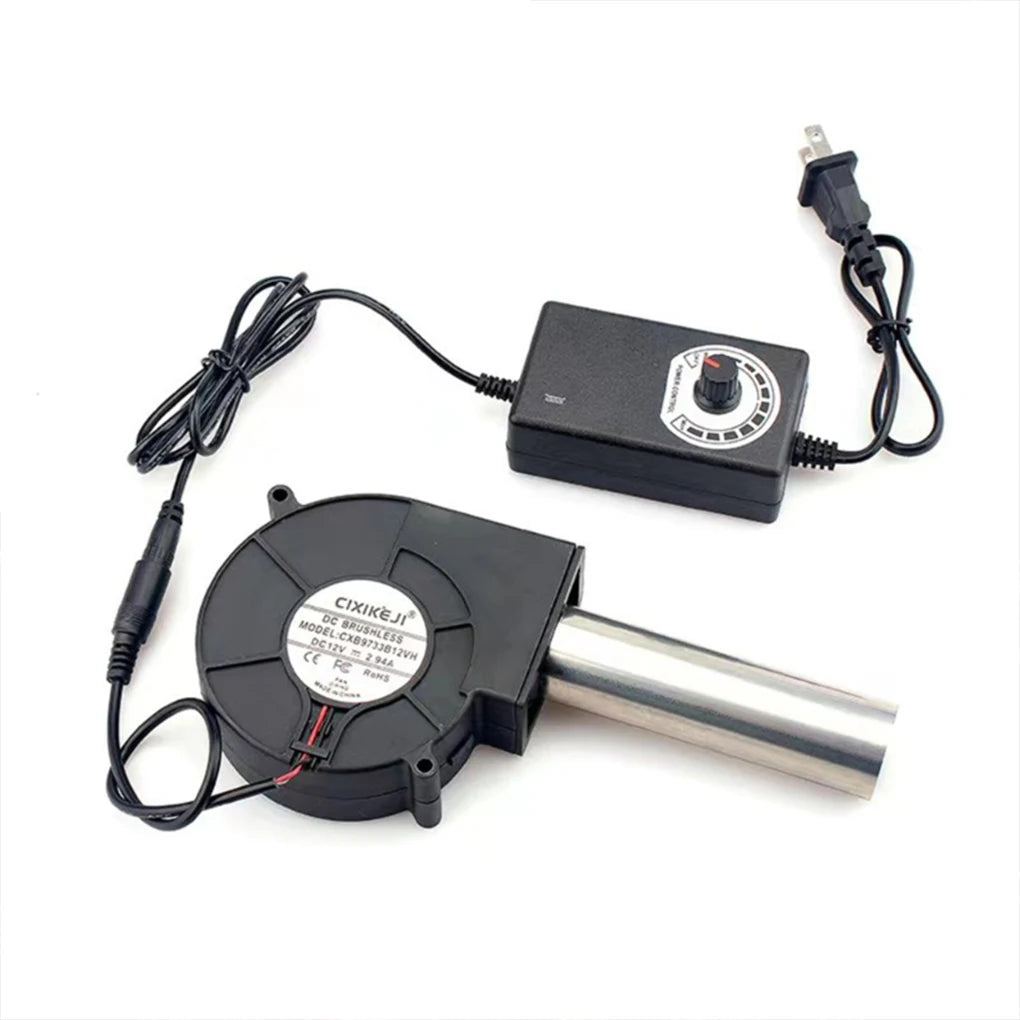 220V BBQ Fan Small Blast Engine with Air Collecting Adjustable Speed Cooking Tool Handheld Barbecue Blower Camping