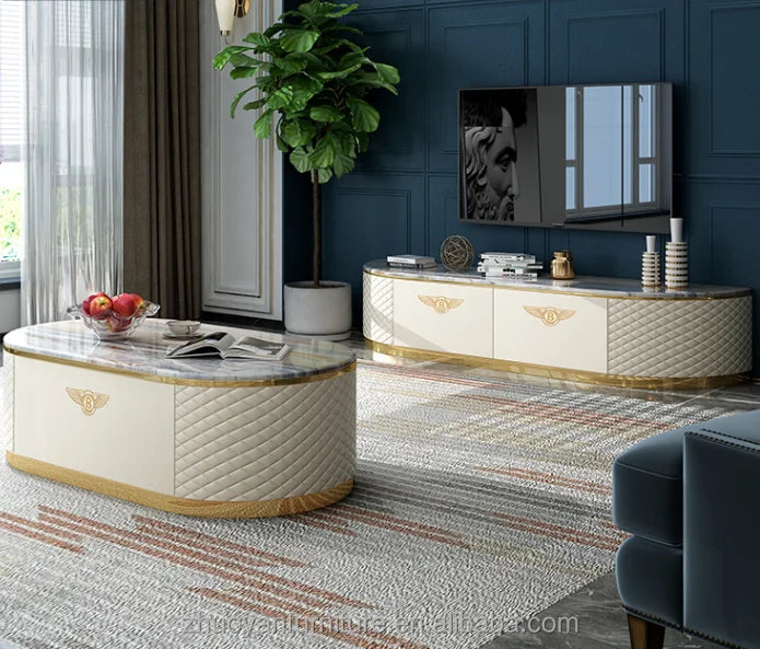 Modern Simple Living Room Furniture Set  MDF Upholsteried with Pu Leather  Tv Cabinets Designs Furniture