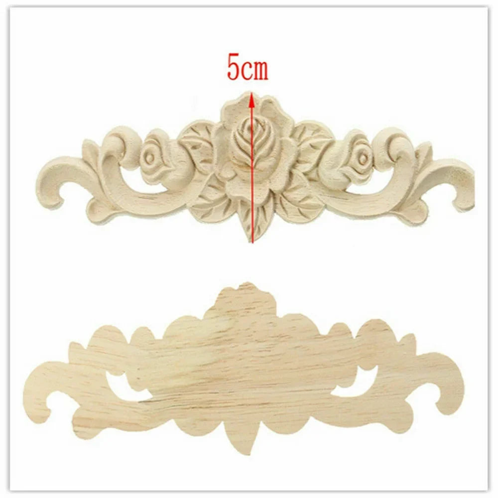 20X5cm Woodcarving Decal Exquisite Classical Wooden Decoration Inlaid With Flower Lines Edges Wooden Furniture Decor Accessories