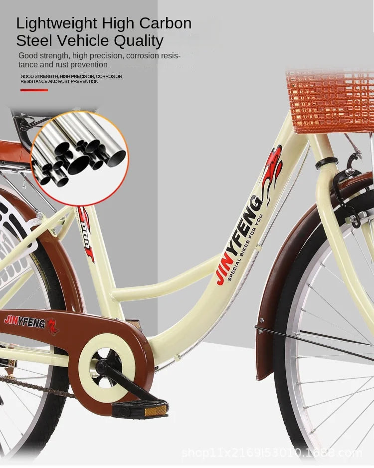 Women's Bicycle Women's 24 Inch Lightweight Commuting Bike Men's Ordinary Adult Student City Lady Commuter Bike Pedal Bike