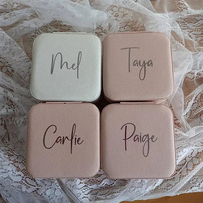Personalized Bridesmaid Gifts Travel Jewelry Case with Name Customized Gift for Birthdays Bridesmaids Valentine Wedding Gifts