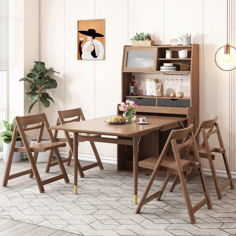 Modern Dining Room Furniture Set Mesa De Comedor Folding Extend Cabinet Foldable Dining Table Adjustable Esstisch Wooden