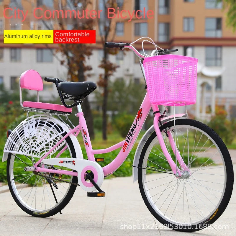 Women's Bicycle Women's 24 Inch Lightweight Commuting Bike Men's Ordinary Adult Student City Lady Commuter Bike Pedal Bike