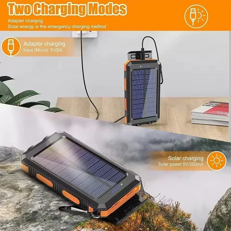 Solar Power Bank 30000mAh Portable Charging Poverbank External Battery Charger Strong Light LDE Light for huawei iphone xiaomi