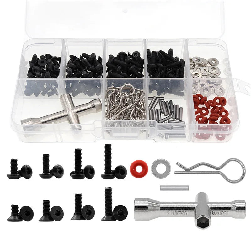 271PCS RC Car Parts Tool Kit 1/10 D3 D4 XIS Full Spare Parts Set for Remote Control Car Maintenance