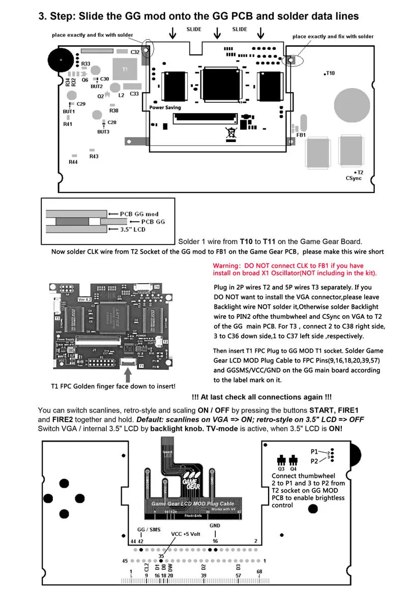New 2024 For SEGA Game Gear GG Full Fit Integrated Screen Kit V4.2 Low Power Edition OGS full fit