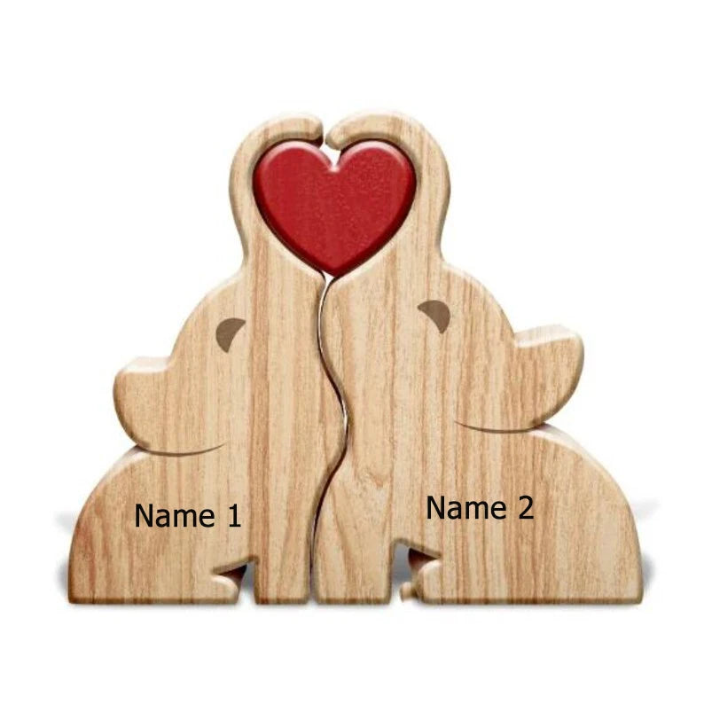 Personalized Wooden Couple Bears Puzzle With Name Custom Valentine's Day Gift For Couple Birthday House Warming Gifts Home Decor