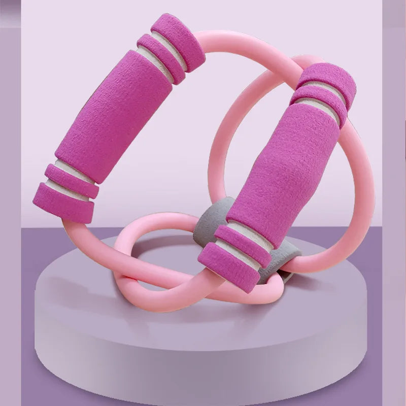 Fitness 8 Word Yoga Elastic Band TPE Gum Resistance Rubber Bands Bodybuilding Workout Tension Rope Resistance Band Home Gym