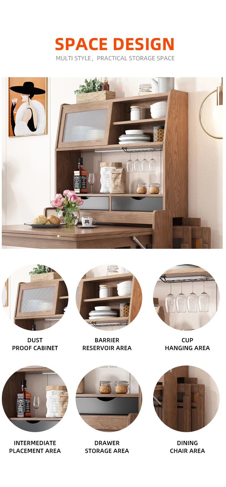 Modern Dining Room Furniture Set Mesa De Comedor Folding Extend Cabinet Foldable Dining Table Adjustable Esstisch Wooden
