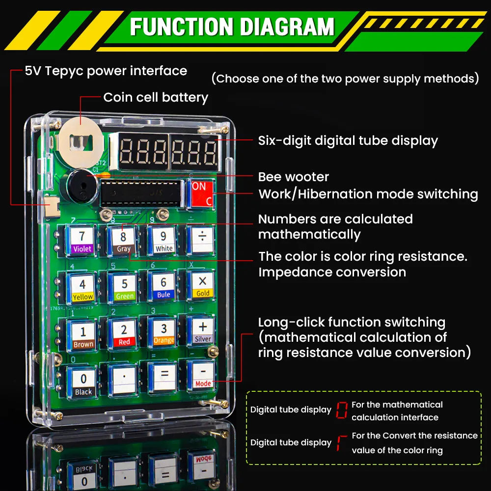 DIY Calculator Electronic Production Kit LED Digital Tube Display With Shell Single-Chip Microcomputer Soldering Practice Kit