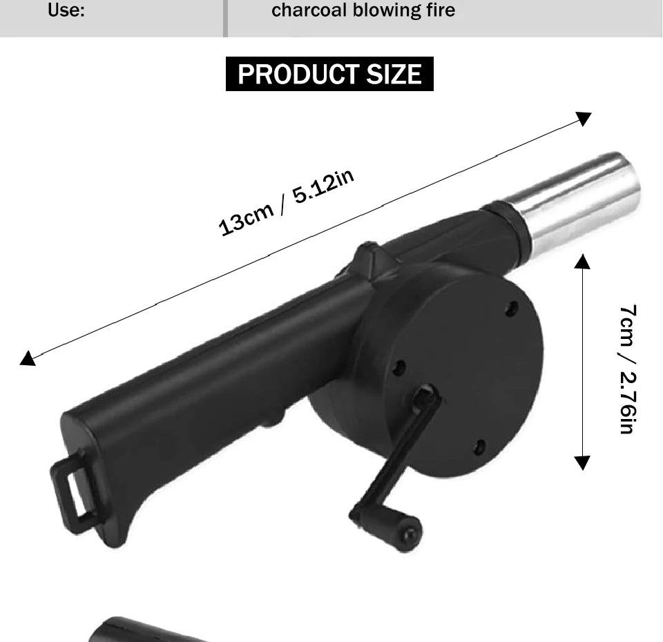 Outdoor Barbecue Fan Hand-cranked Air Blower Portable BBQ Grill Fire Bellows Tools Picnic Camping Accessories Barbeque