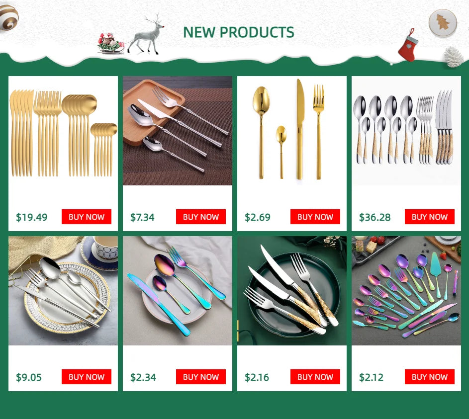 Kitchen Tableware Cutlery Set Silver Cutlery Set Stainless Steel Luxury Dinnerware Fork Spoon Knife Western Dinner Set Gold