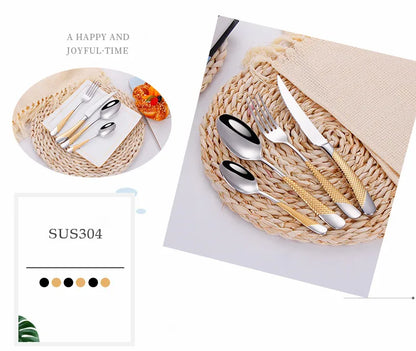 Kitchen Tableware Cutlery Set Silver Cutlery Set Stainless Steel Luxury Dinnerware Fork Spoon Knife Western Dinner Set Gold