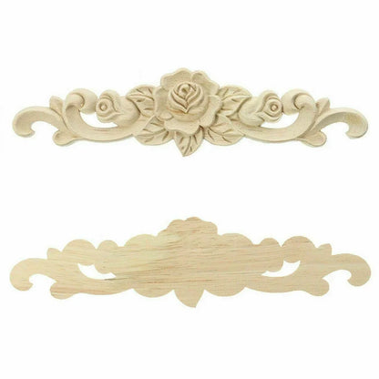 20X5cm Woodcarving Decal Exquisite Classical Wooden Decoration Inlaid With Flower Lines Edges Wooden Furniture Decor Accessories