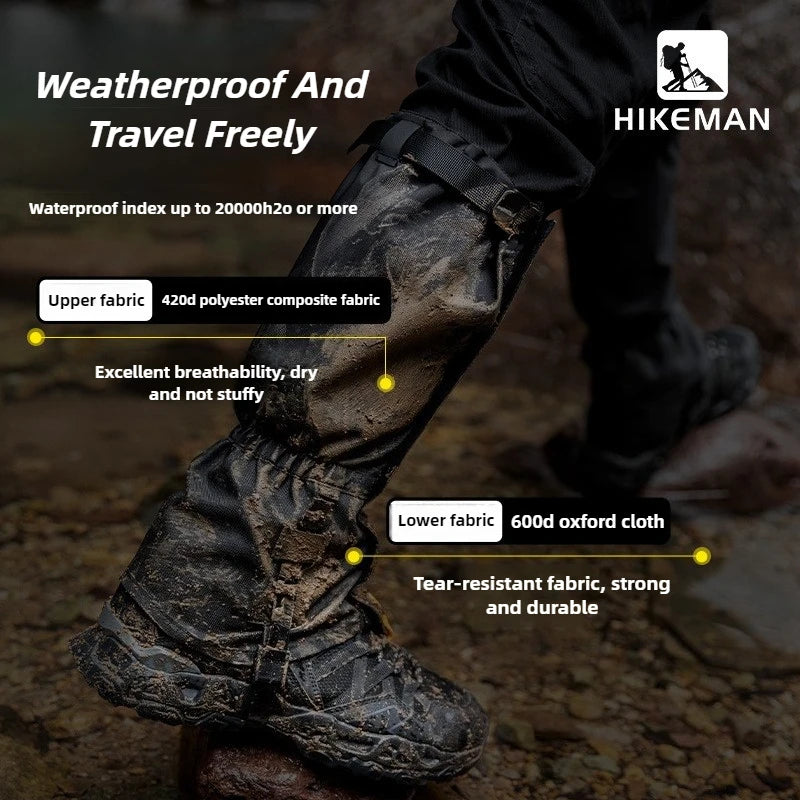 HIKEMAN Outdoor Leg Gaiters for Hiking Skiing Snow Sand Protection Durable Unisex Trekking Camping Gear