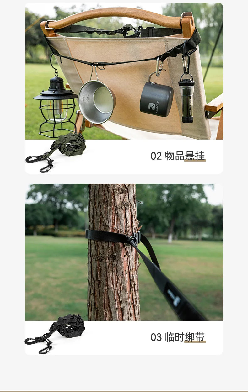 HIKEMAN Adjustable Multi-Functional Strap Heavy-Duty Camping Gear for Tarp Clothesline & Shoulder Carry (Lightweight & Tactical)