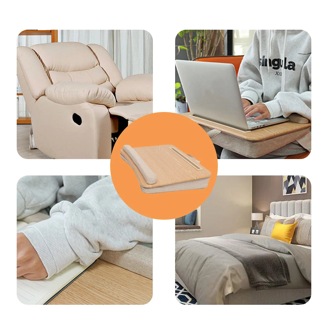 1pc Portable Lap Laptop Desk with Pillow Cushion, Fits up to 15.6 inch Laptop, with Anti-Slip Strip & Storage Function for Home