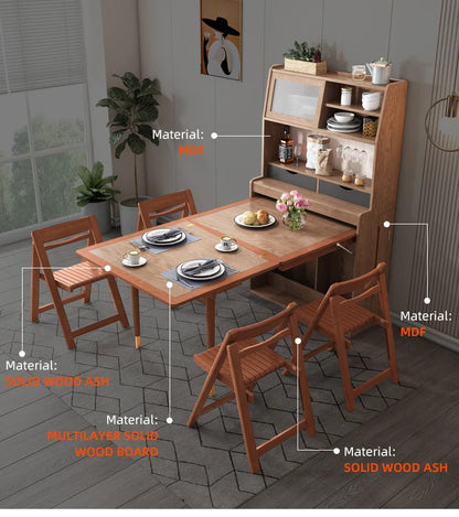 Modern Dining Room Furniture Set Mesa De Comedor Folding Extend Cabinet Foldable Dining Table Adjustable Esstisch Wooden