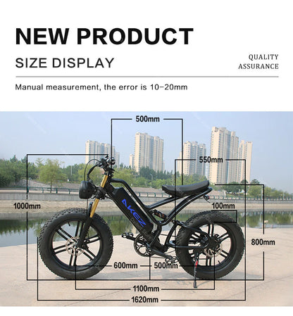 20 Inch Mountain electric bicycle For Mens Fat Tire Aluminium Alloy eBike 750W 48V Beach Snow eBikes For Adults Max Speed 45