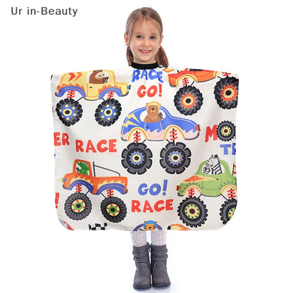 Kids Cartoon Car Haircut Hairdresser Cape Professional Hair-Cut Salon Barber Wrap Cutting Gown Hair Care Styling Supplies