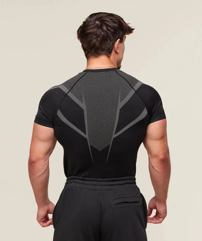 Fitness T-shirt, men's elastic quick drying breathable short sleeved, suitable for exercise, running, cycling, fitness clothes