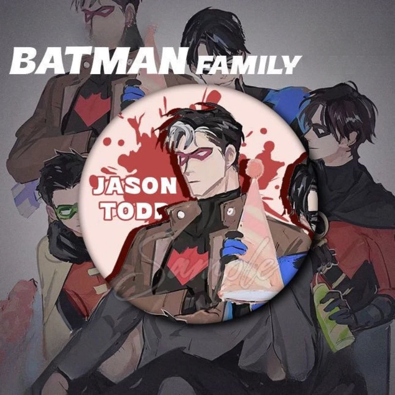 DC Batman Bruce Wayne Damian Wayne Jason Todd Anime Peripherals Badges Personality Cool Student Gifts Tinplate Brooch Pendants